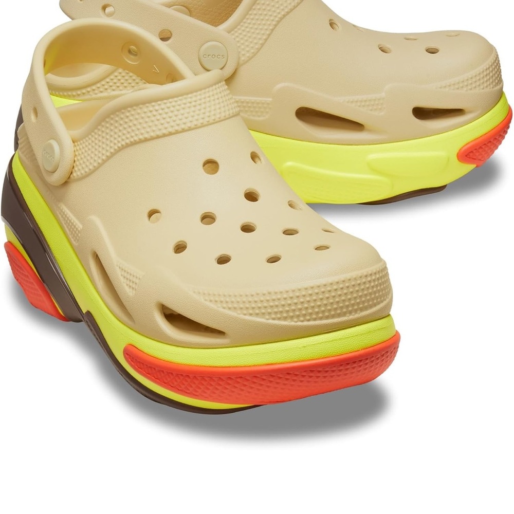 NWT CROC BUBBLE CRUSH PLATFORM CLOGS - Sesame (9) - Picture 3 of 9